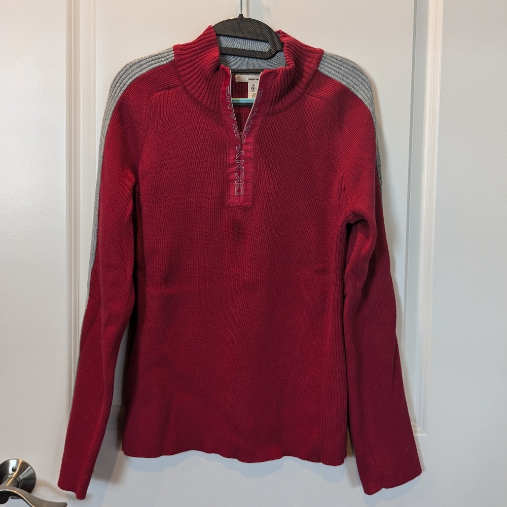 Men's DKNY Jeans Red Sweater, Size Large